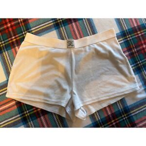 Juicy Couture Bedazzled Velour Cream Shorts Size L